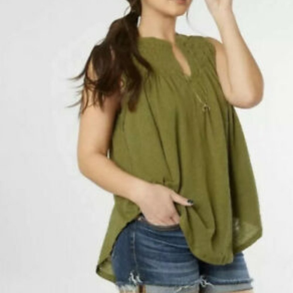 Free People We the Free Olive Green Sleeveless Tunic Size XS